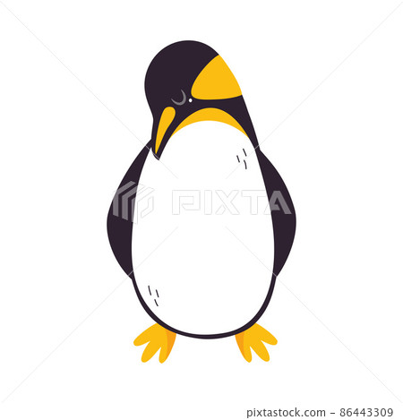 Funny Emperor Penguin as Aquatic Flightless Bird with Flippers Standing Vector Illustration 86443309