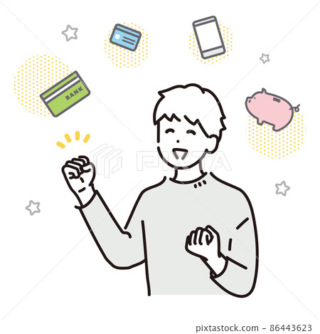 Image illustration material of a man who is happy with household management well 86443623