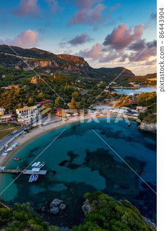 Aerial view on mediterranean beach in Paleokastritsa Corfu 86443904