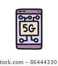 5g smartphone color vector doodle simple icon 86444330