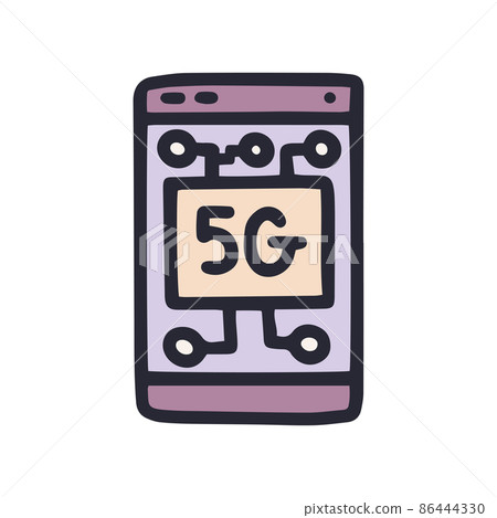 5g smartphone color vector doodle simple icon 86444330