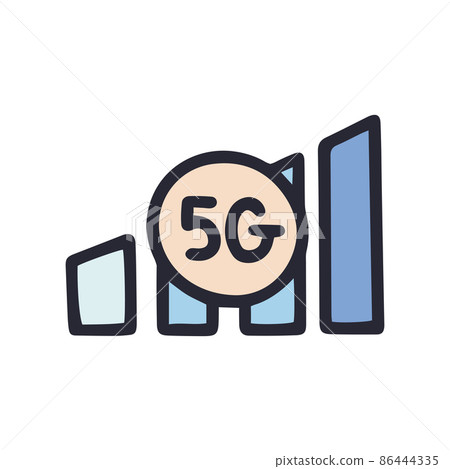 5g network indicator color vector doodle simple icon 86444335