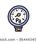 pressure gauge color vector doodle simple icon 86444345