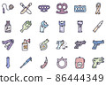 Self defence weapon color vector doodle simple icon set 86444349