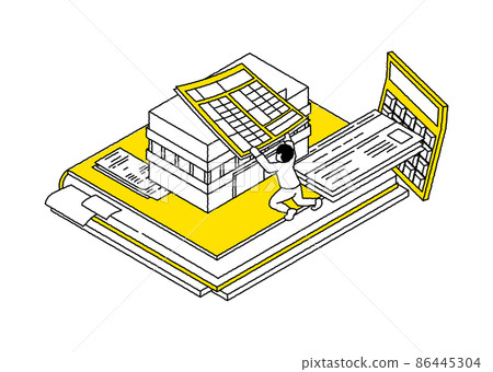 Isometric diagram of the person making the final tax return 86445304
