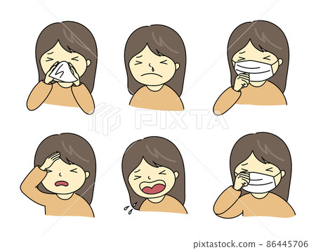 Female with hay fever and cold symptoms 86445706