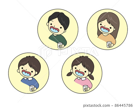 A set of people gargling with a rattle 86445786