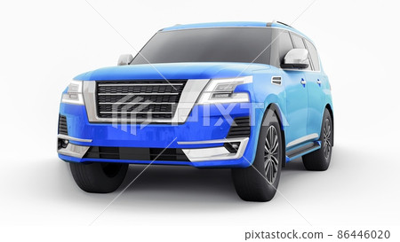 Blue Premium Family SUV car isolated on white background. 3d rendering 86446020