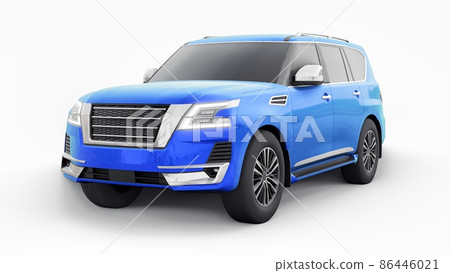 Blue Premium Family SUV car isolated on white background. 3d rendering 86446021