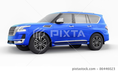 Blue Premium Family SUV car isolated on white background. 3d rendering 86446023