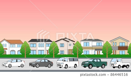 住宅區的汽車交通堵塞 86446516