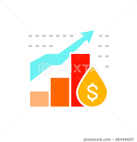 Vector oil price chart white line icon. Vector oil price chart white line icon. 86446605
