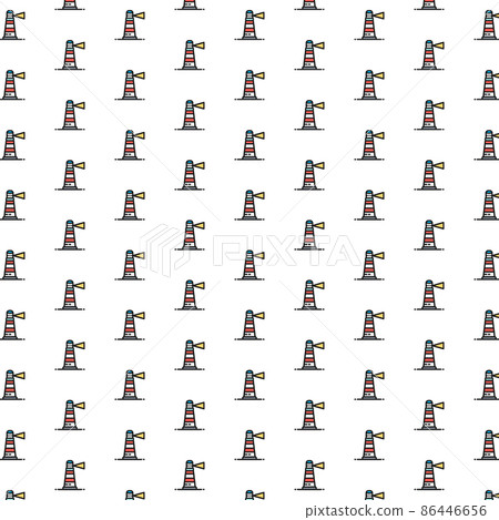 Vector lighthouse, beacon, warning sign, navigation, seamark pattern with various icons. Vector lighthouse, beacon, warning sign, navigation, seamark pattern with various icons. 86446656
