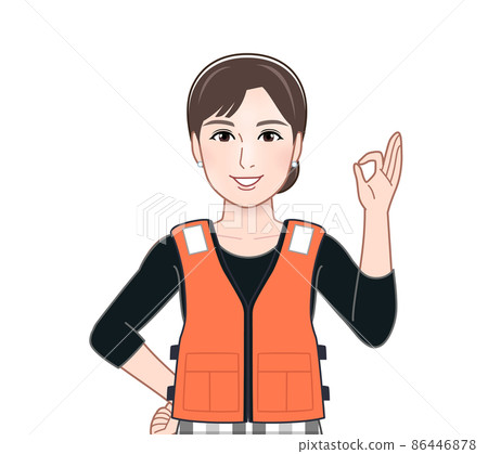 一個穿著救生衣的女人 一個穿著救生衣的女人 86446878