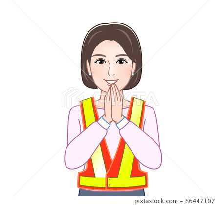 Female wearing a safety vest 86447107