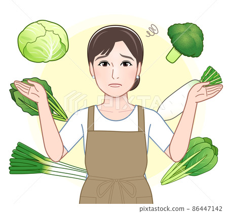 Winter vegetables and female Winter vegetables and female 86447142