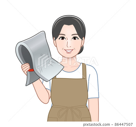帶防災兜帽的主婦 86447507