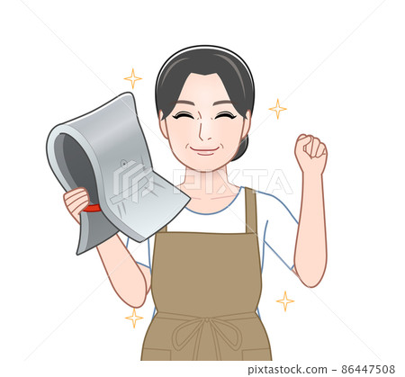 帶防災兜帽的主婦 86447508