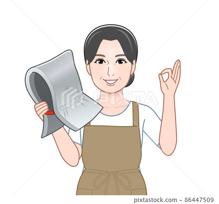 帶防災兜帽的主婦 86447509