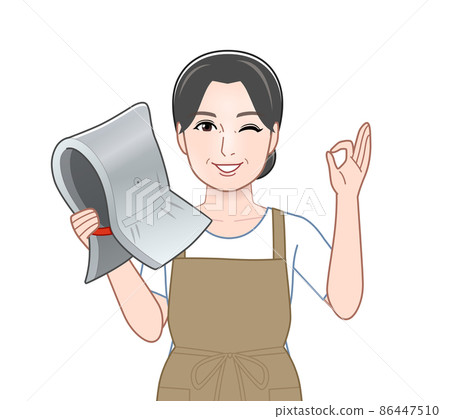 帶防災兜帽的主婦 86447510