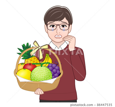 一個提著一籃水果的男人 一個提著一籃水果的男人 86447535