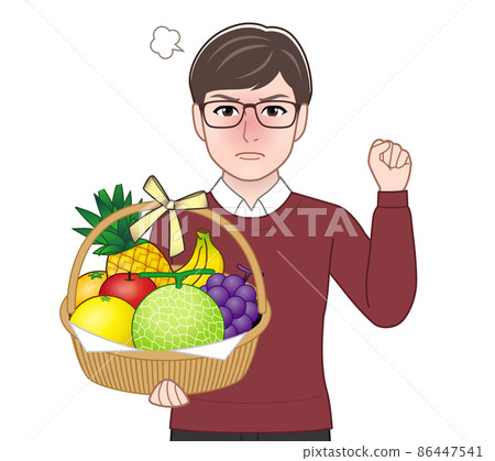 A man with a basket of fruits A man with a basket of fruits 86447541