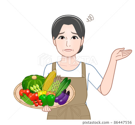 夏季蔬菜的女性 86447556