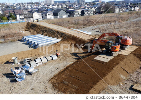 河道施工現場 河道施工現場 86447804
