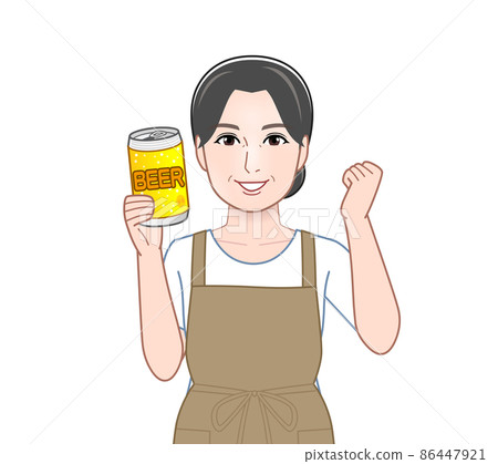 Housewife with canned beer 86447921