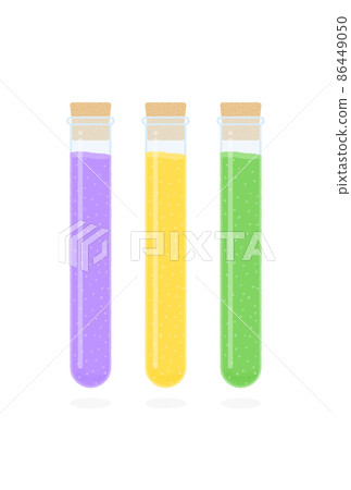 Material set of handwritten touch of test tube containing liquid-Image of experiment, poison, new drug development 86449050