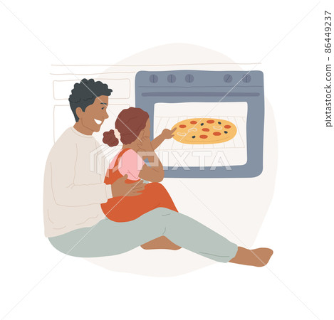 Waiting for Pizza abstract concept vector illustration. Kid sitting next to oven, family baking together, waiting for delicious pizza, hungry child in the kitchen, homemade food abstract metaphor. Waiting for Pizza abstract concept vector illustration. Kid sitting next to oven, family baking together, waiting for delicious pizza, hungry child in the kitchen, homemade food abstract metaphor. 86449237
