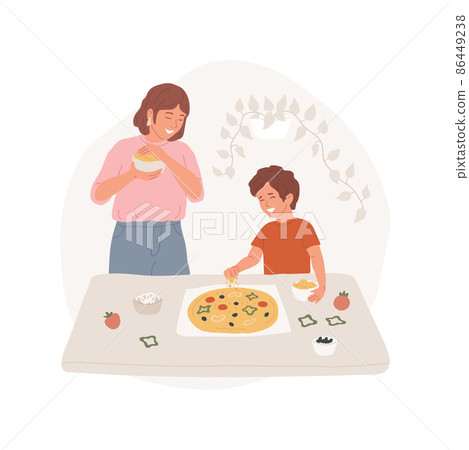 Pizza ingredients abstract concept vector illustration. Preparing food at home, homemade pizza, family members put cheese on top of the base, fun cooking, table with ingredients abstract metaphor. Pizza ingredients abstract concept vector illustration. Preparing food at home, homemade pizza, family members put cheese on top of the base, fun cooking, table with ingredients abstract metaphor. 86449238