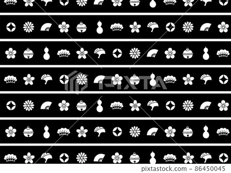 Seamless pattern with Japanese motif, white transparent background 86450045