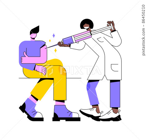 Vaccination of adults abstract concept vector illustration. Flu vaccination of adult, grown up immunization schedule, vaccine-preventable diseases list, general medical practice abstract metaphor. 86450210