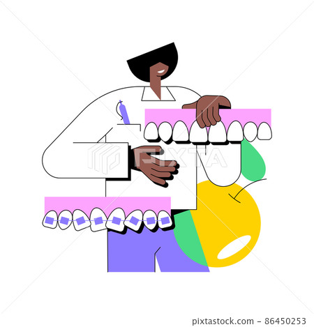 Orthodontic services abstract concept vector illustration. Orthodontic clinic department, family dentistry, dental appliance, oral hygiene, teeth center, stomatology service abstract metaphor. 86450253