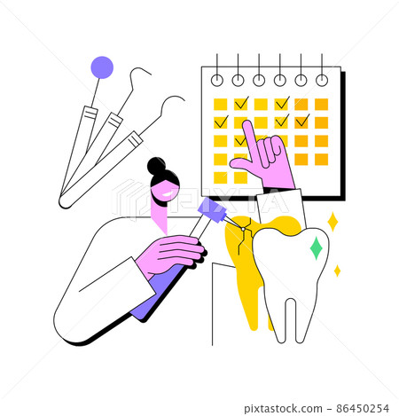 Private dentistry abstract concept vector illustration. Private dental service, dentistry clinic, healthcare insurance, teeth health, emergency dentist, make an appointment abstract metaphor. 86450254