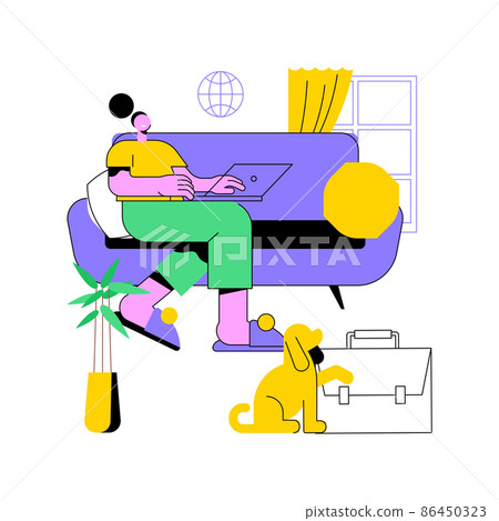 Remote worker abstract concept vector illustration. Freelance worker, remote work, flexible employee schedule, online job, distance team, outsource professional, entrepreneur abstract metaphor. 86450323