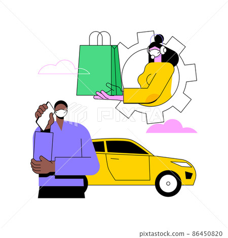 Get supplies without leaving your car abstract concept vector illustration. Curbside pickup, order number, call the store, contactless grocery pick-up, place order in trunk abstract metaphor. Get supplies without leaving your car abstract concept vector illustration. Curbside pickup, order number, call the store, contactless grocery pick-up, place order in trunk abstract metaphor. 86450820