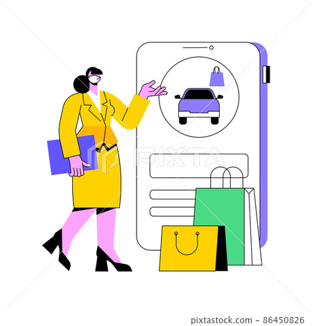 Place your curbside pickup order online abstract concept vector illustration. Safe grocery pick-up, quickservice customer, social distance, contactless pickup, pay order ahead abstract metaphor. Place your curbside pickup order online abstract concept vector illustration. Safe grocery pick-up, quickservice customer, social distance, contactless pickup, pay order ahead abstract metaphor. 86450826