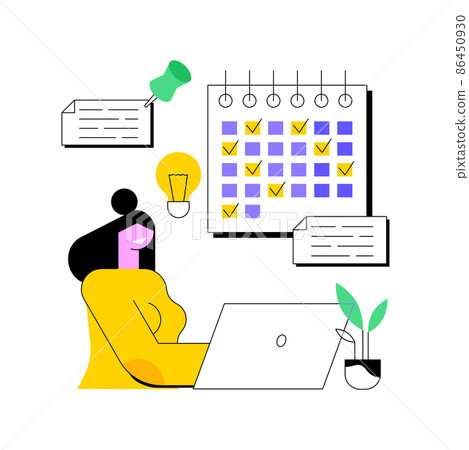 Regular blog posts abstract concept vector illustration. Content marketing service, digital agency website, UI element, navigation menu, blog post production, regular posting abstract metaphor. 86450930