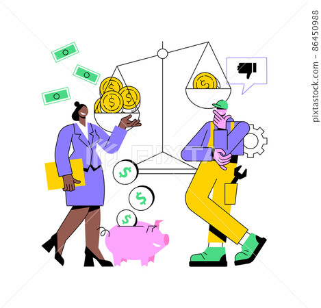 Income inequality abstract concept vector illustration. Country income distribution, financial gender discrimination, social economic inequality, gini coefficient, salary gap abstract metaphor. 86450988