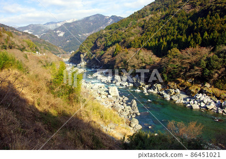 The mountain stream of the Iya River along Route 45 in Nishiiya 86451021