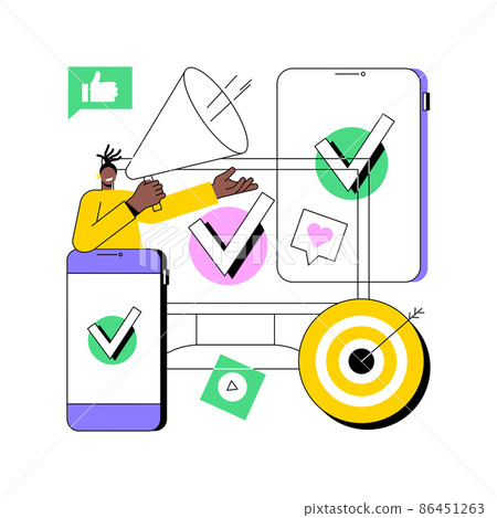 Multi device targeting abstract concept vector illustration. Cross device marketing, reaching audience, boost your campaign, multiple devices research, programmatic advertising abstract metaphor. 86451263