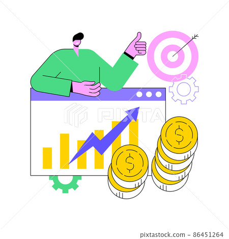 Cost per acquisition abstract concept vector illustration. CPA model, cost per conversion, online advertising pricing model, marketing metric measurement, online digital campaign abstract metaphor. 86451264