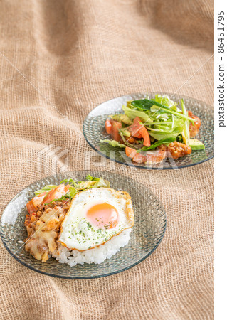 加保飯和沙拉加保飯 加保飯和沙拉加保飯 86451795