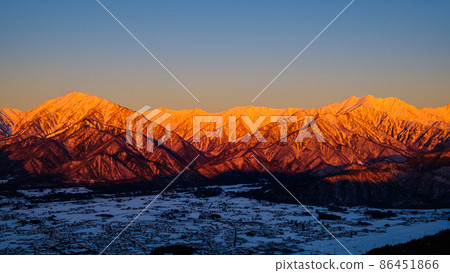 Rengedake, Akasawadake, Narusawadake, Iwakoyazawadake, Jiigatake (from winter, Takagariyama) dyed in Morgenroth 86451866