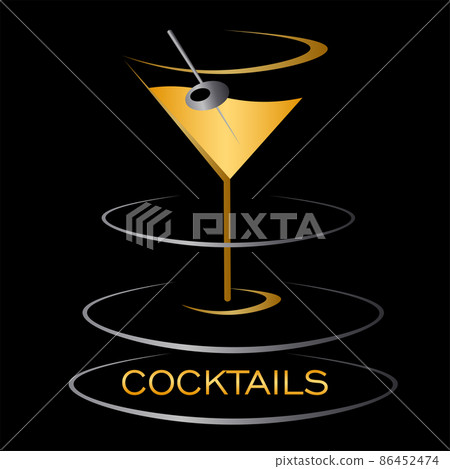 abstract logo cocktail glass on a dark background abstract logo cocktail glass on a dark background 86452474
