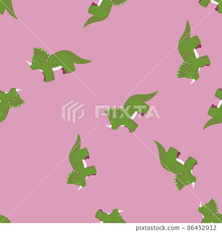 Triceratops seamless pattern. Children dino background. 86452912