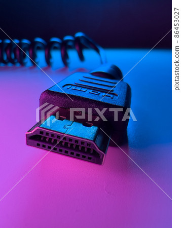 HDMI Cable and plug in a macro shot HDMI Cable and plug in a macro shot 86453027