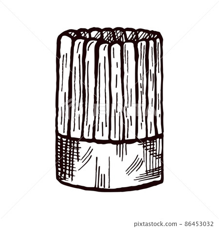 High chef hat sketch isolated. Kitchen traditional element for cook in hand drawn style. High chef hat sketch isolated. Kitchen traditional element for cook in hand drawn style. 86453032